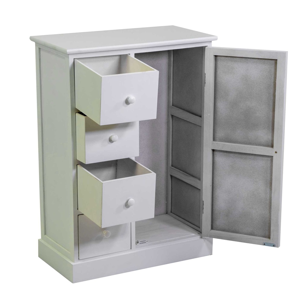 Mobiletto Eleonora cassettiera bianco 1anta + 4 cassetti cm 56x30h79