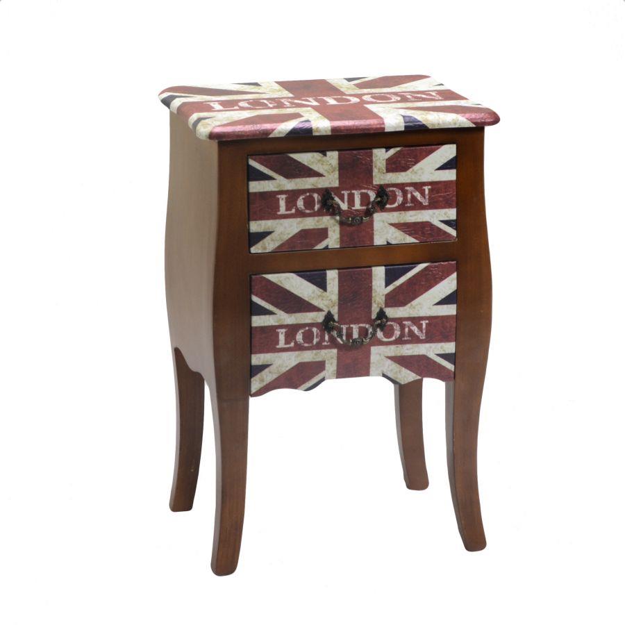 Mobiletto London 2 cassetti in legno