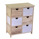 Mobiletto cassettiera legno grezzo naturale 6 cassetti rettangolare cm 29 x 54 x h 64