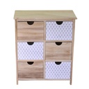 Mobiletto cassettiera legno grezzo naturale 6 cassetti rettangolare cm 29 x 54 x h 64