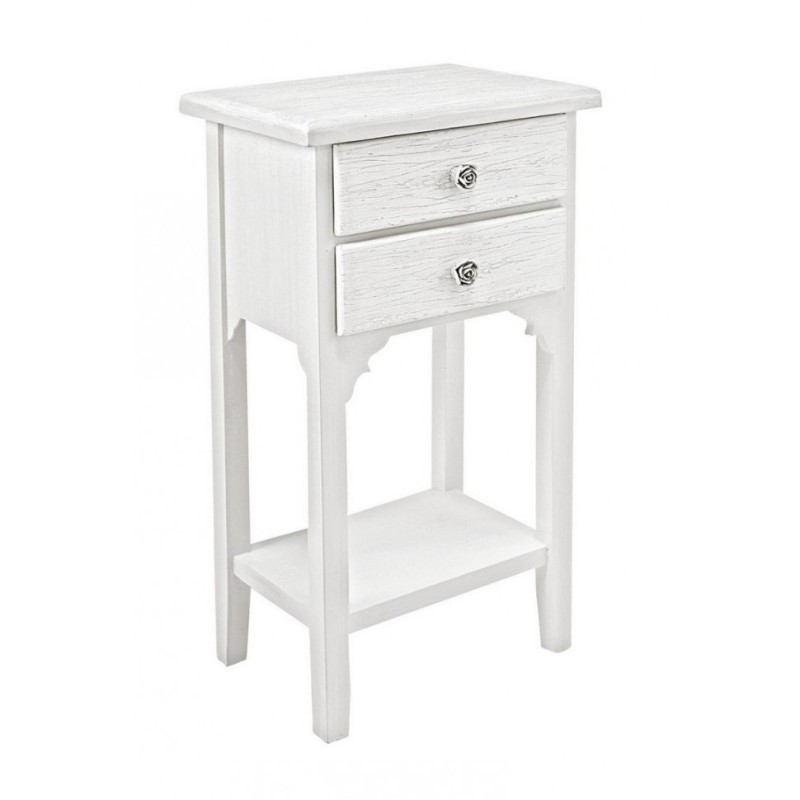 Mobiletto comodino in MDF due cassetti Bianco 37x26,5x h69,5 cm