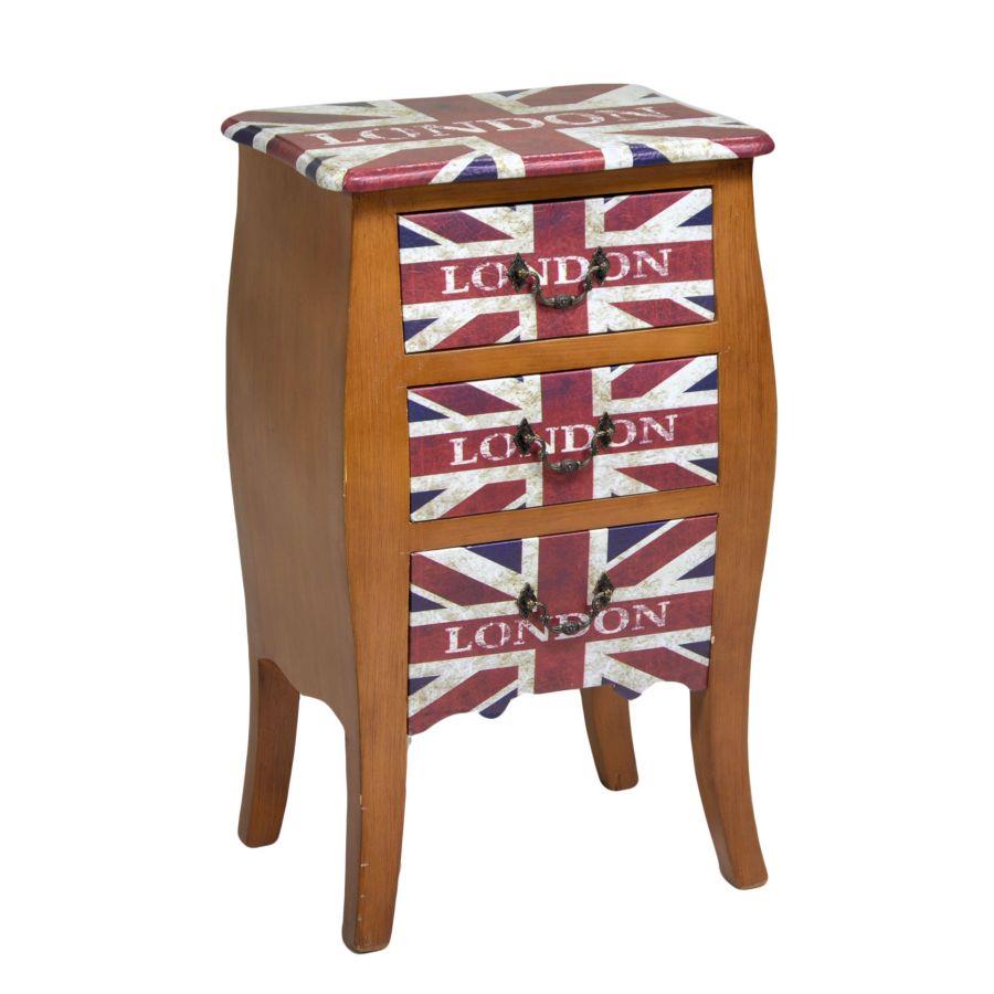 Mobiletto da camera  london 3 cassetti  cm 40x 30 x h 67