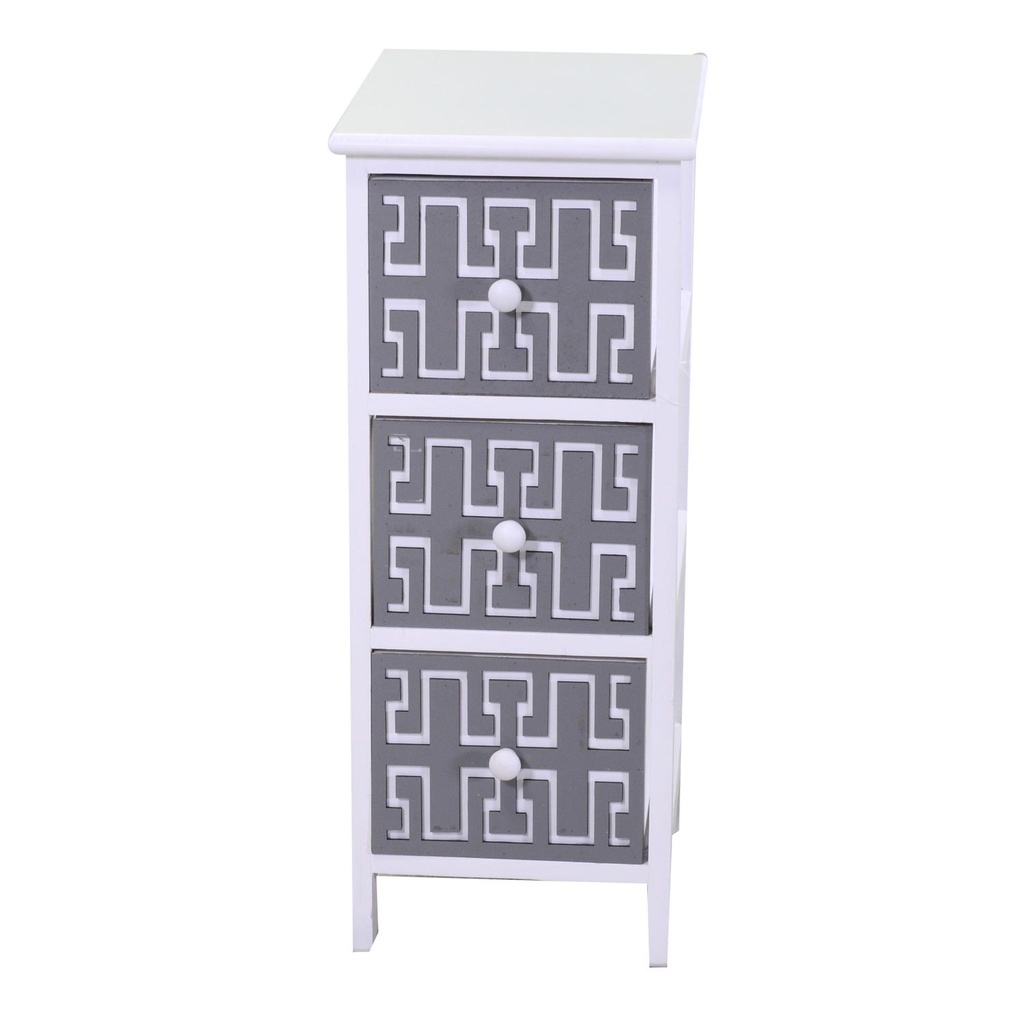 Mobiletto gianna cassettiera bianco grigio 3 cassetti cm26x32h63
