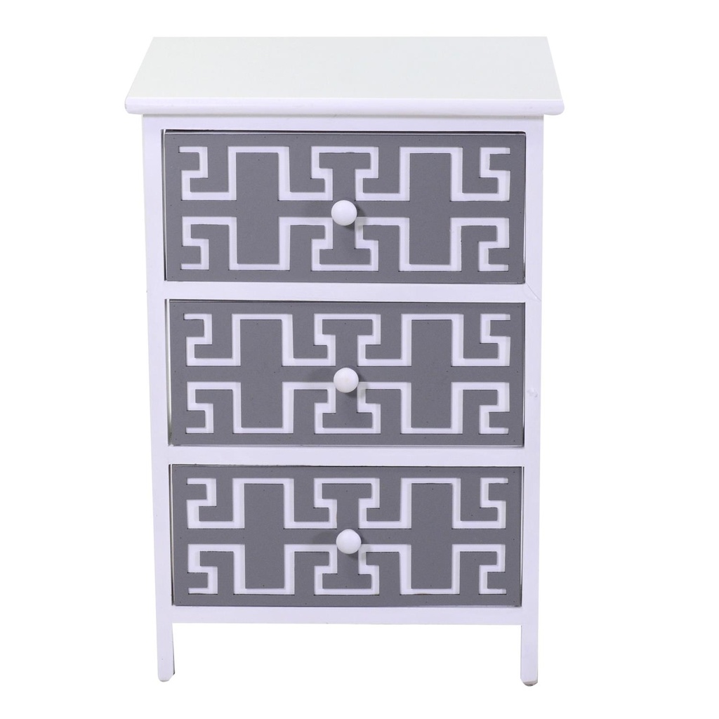 Mobiletto gianna cassettiera bianco grigio 3 cassetti cm40x29h58