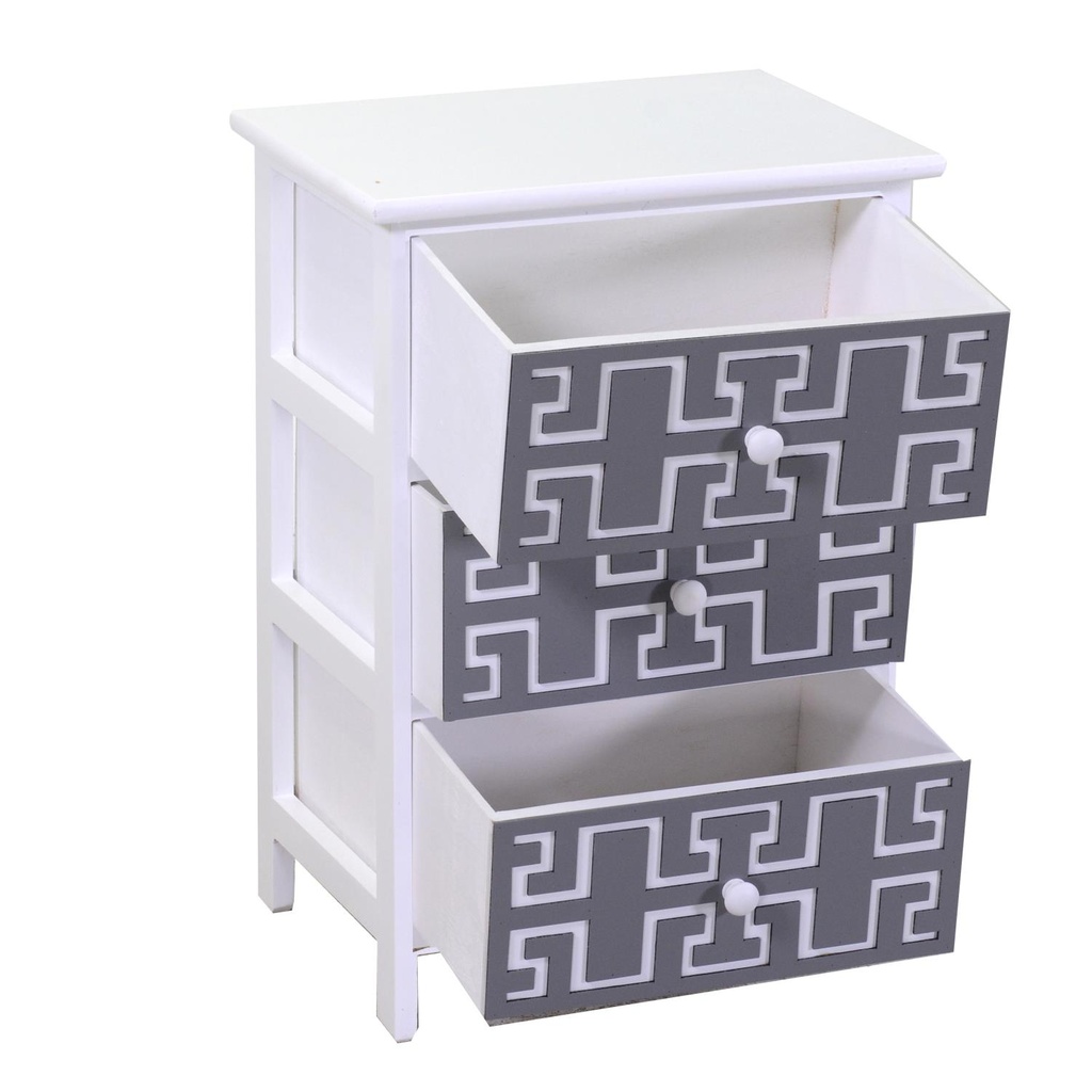 Mobiletto gianna cassettiera bianco grigio 3 cassetti cm40x29h58