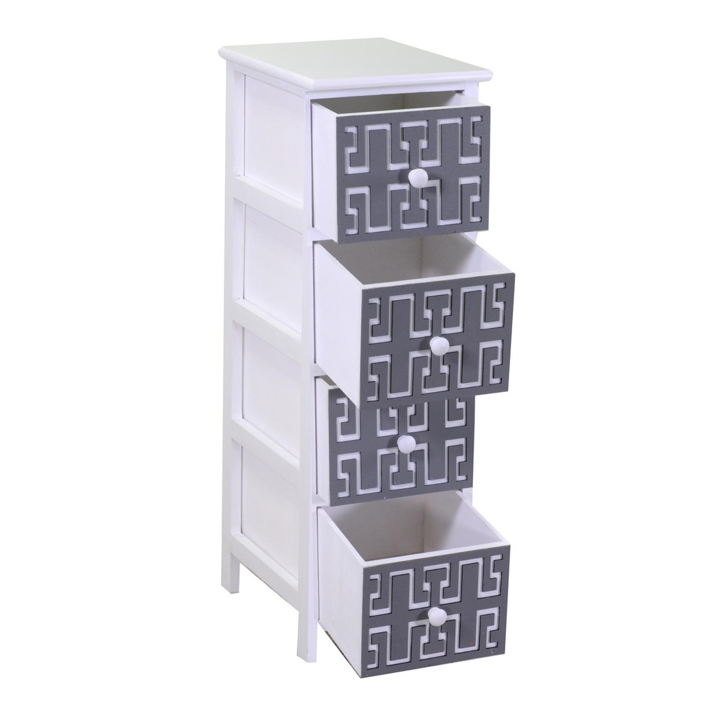 Gianna chest of drawers white gray 4 drawers cm26x32h81