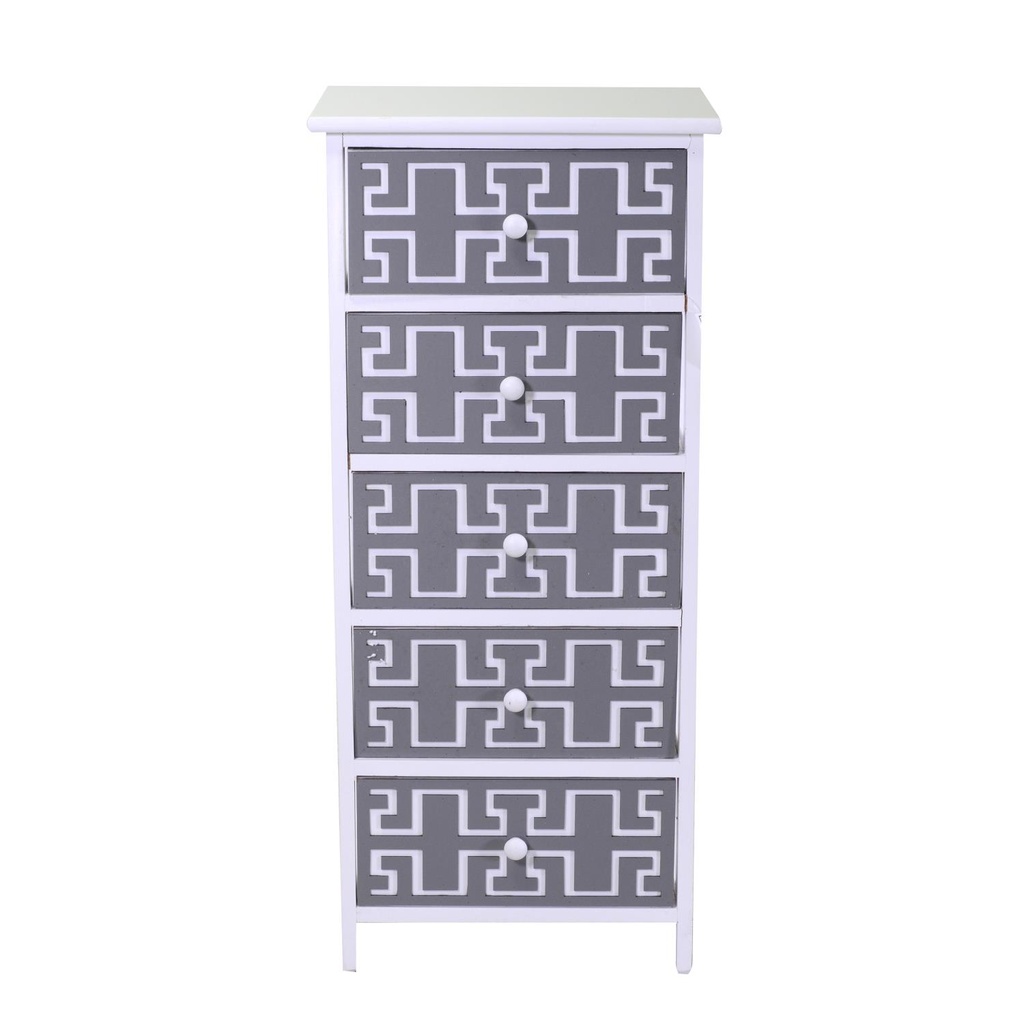 Mobile cassettiera bianco grigio 5 cassetti 40x29x90h cm