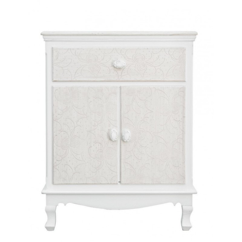 Mobiletto in MDF due ante un cassetto Bianco CLORINE 60x30x h78 cm