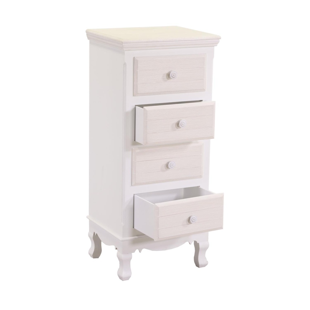 Mobiletto in legno Norimberga 4 cassetti crema