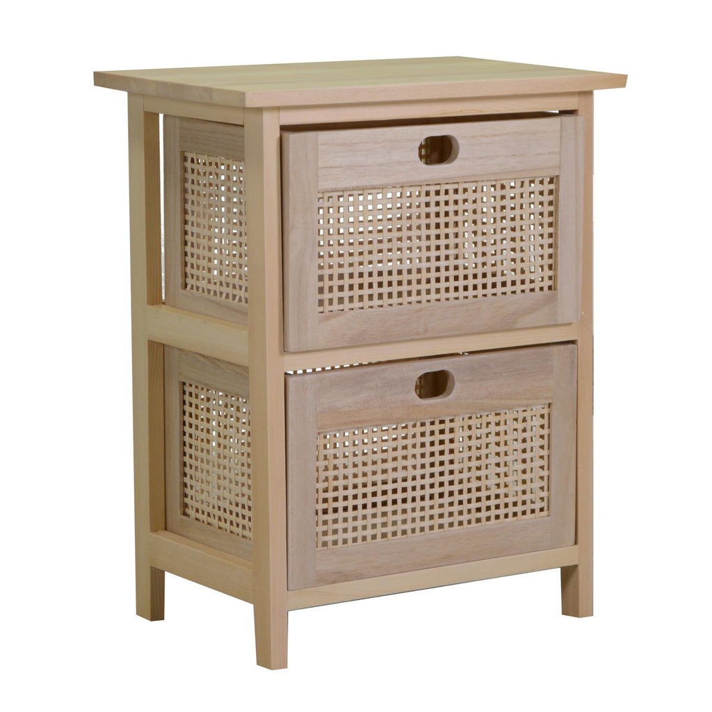 Mobiletto legno cassettiera naturale rettangolare  cm 39 x 27,5 x h50