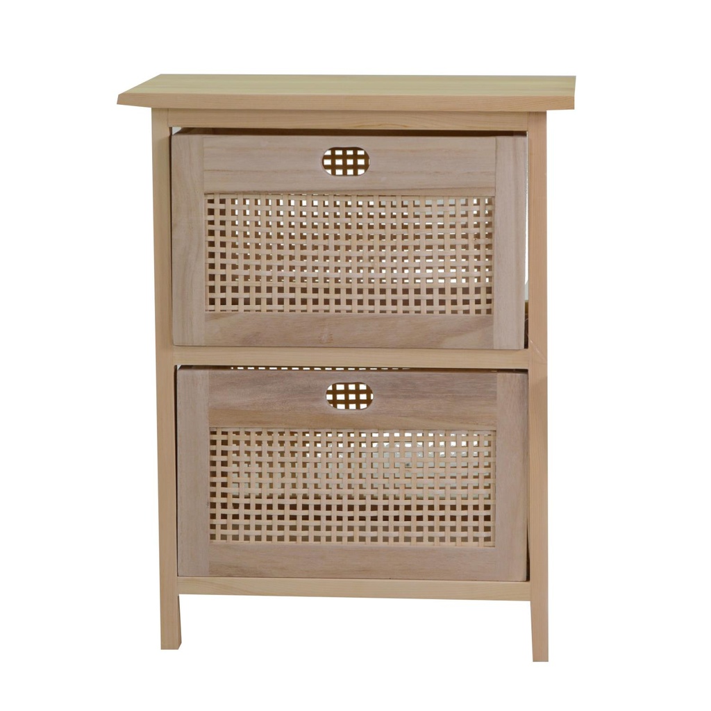 Mobiletto legno cassettiera naturale rettangolare  cm 39 x 27,5 x h50