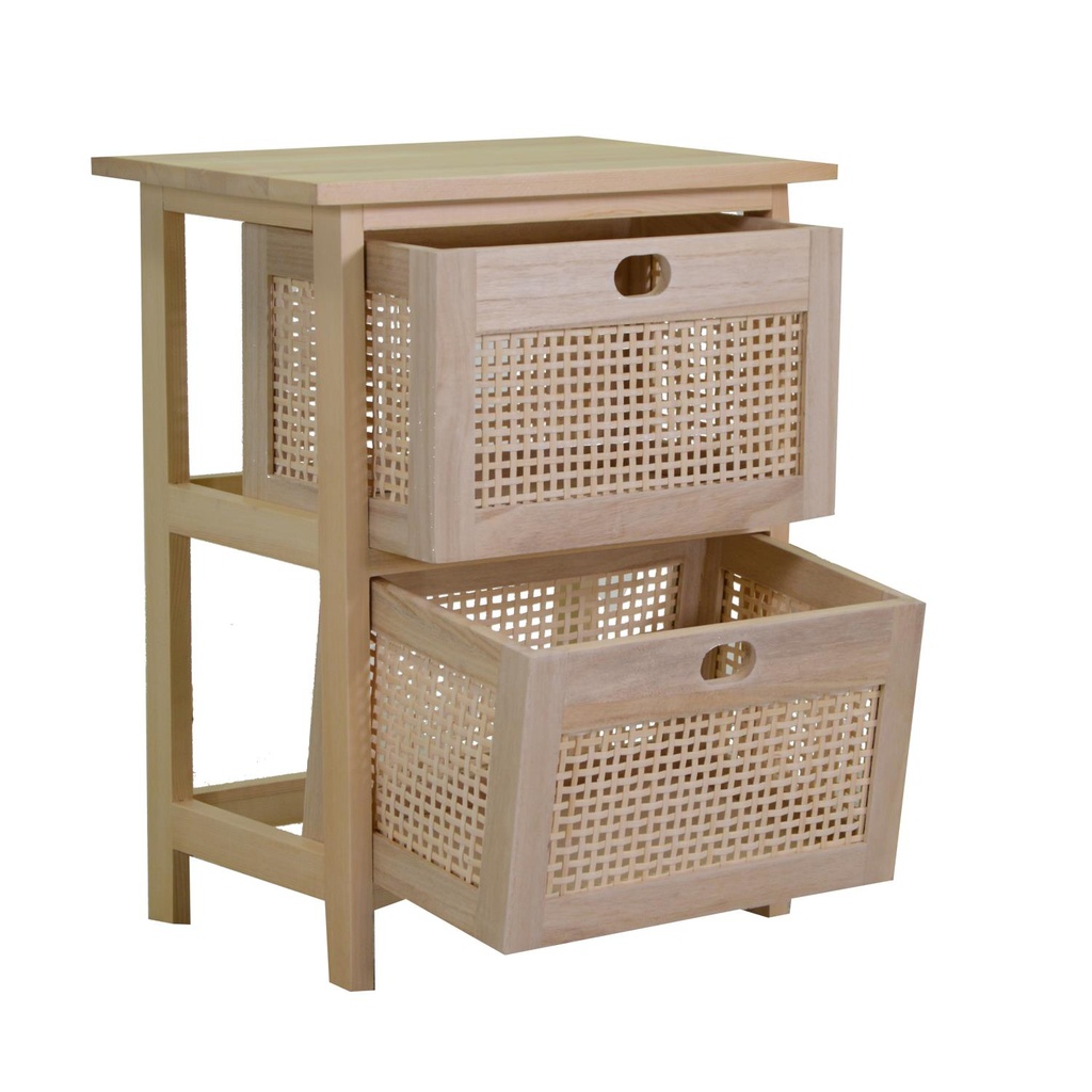 Mobiletto legno cassettiera naturale rettangolare  cm 39 x 27,5 x h50