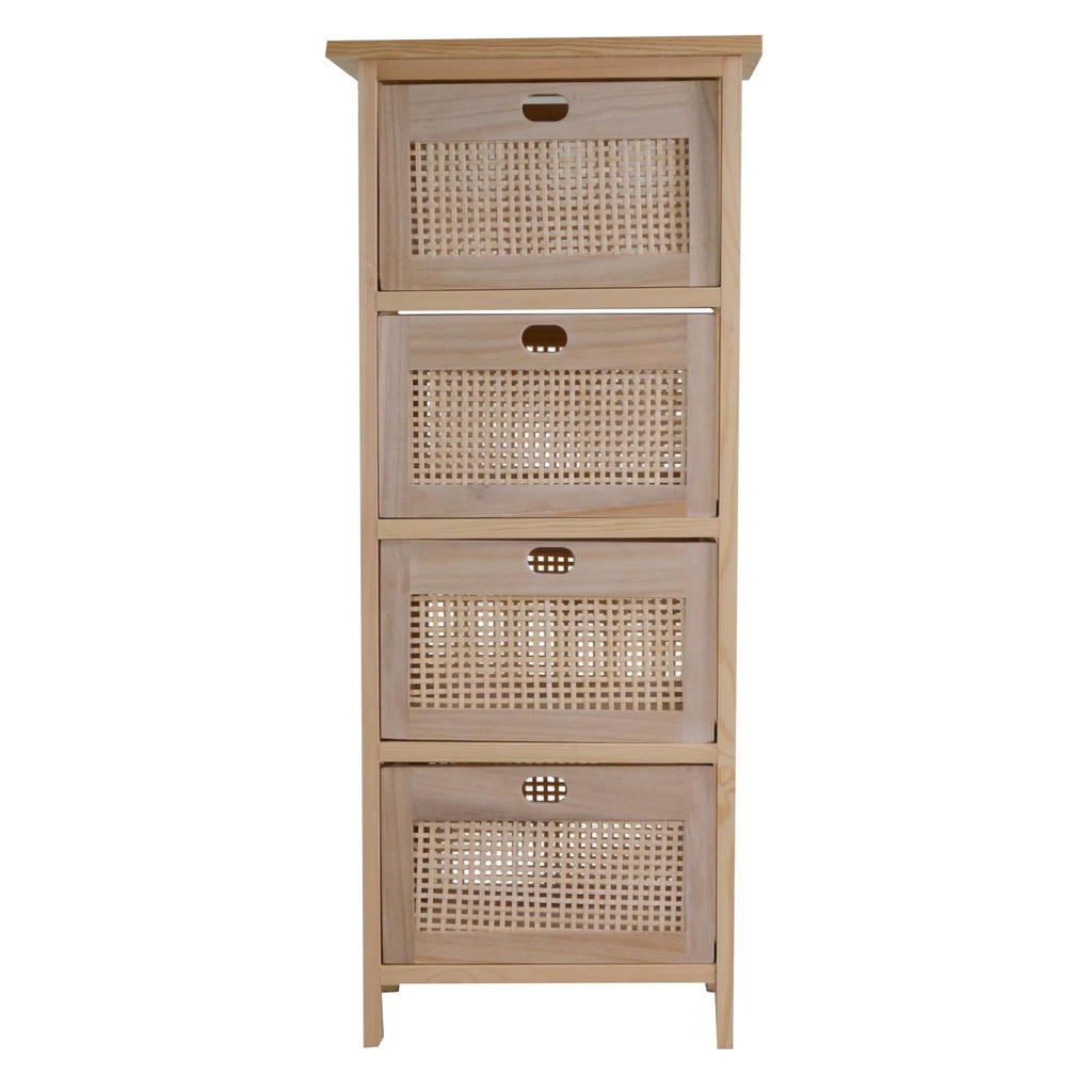 Mobiletto legno kate 4 cassetti naturale rettangolare  cm 39,5 x 27,5 x h 92,5