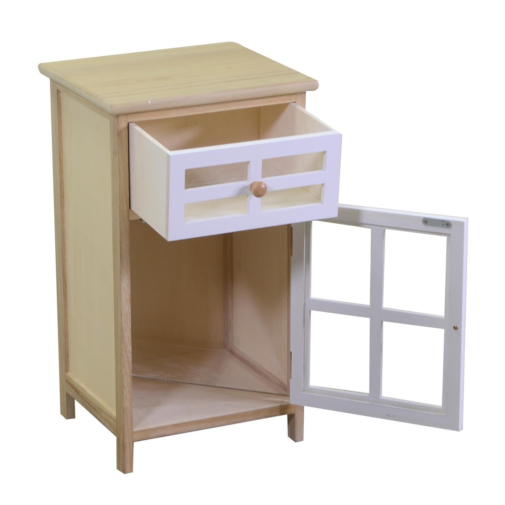 Mobiletto naomi 1 anta + 1 cassetto naturale rettangolare cm33x30h57,5