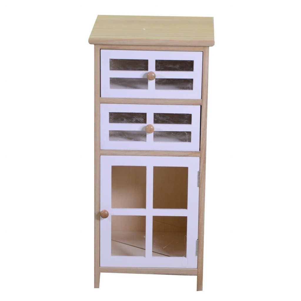 Cassettiera Naomi 1 anta e 2 cassetti naturale rettangolare cm33x30xh72