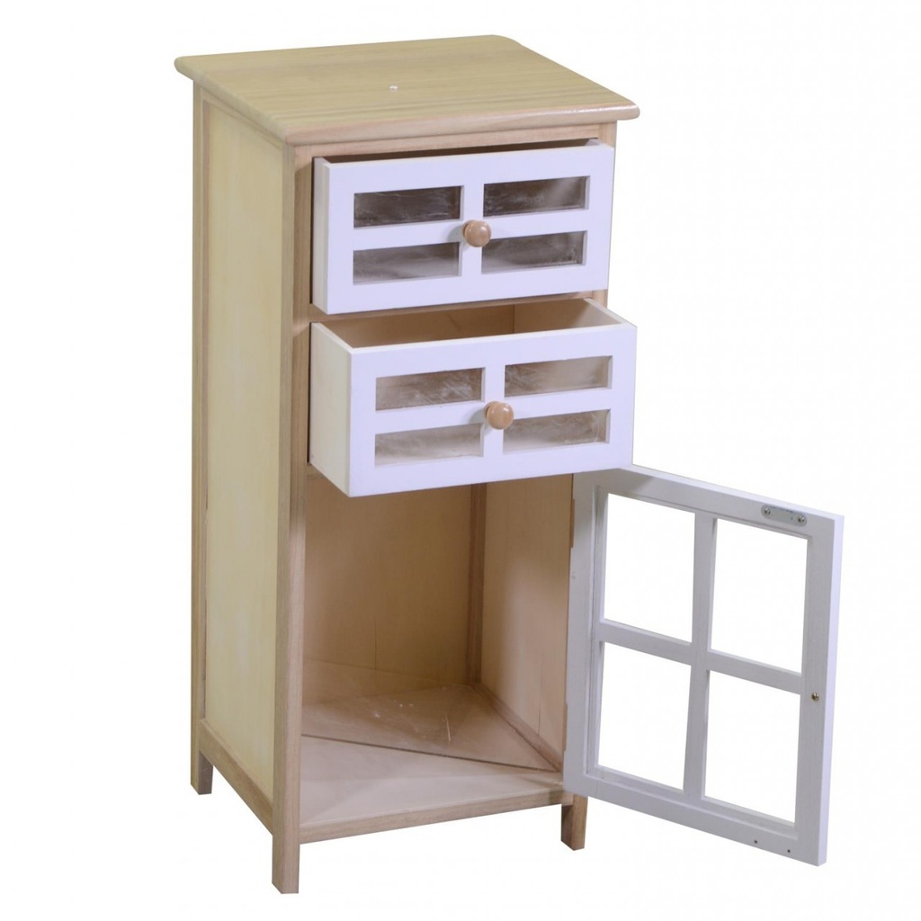 Cassettiera Naomi 1 anta e 2 cassetti naturale rettangolare cm33x30xh72