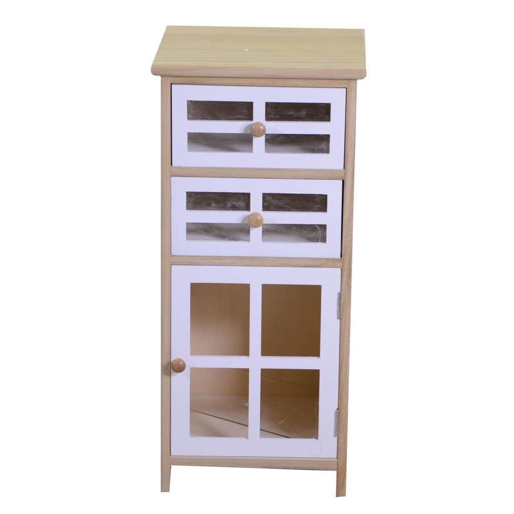 Cassettiera Naomi 1 anta e 2 cassetti naturale rettangolare cm33x30xh72