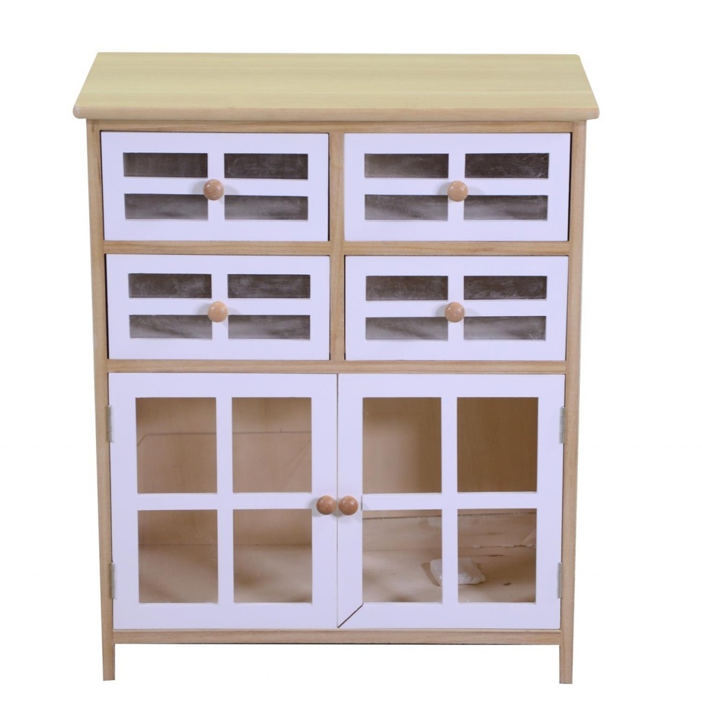 Cassettiera Naomi 2 ante e 4 cassetti naturale rettangolare  cm60x30xh72