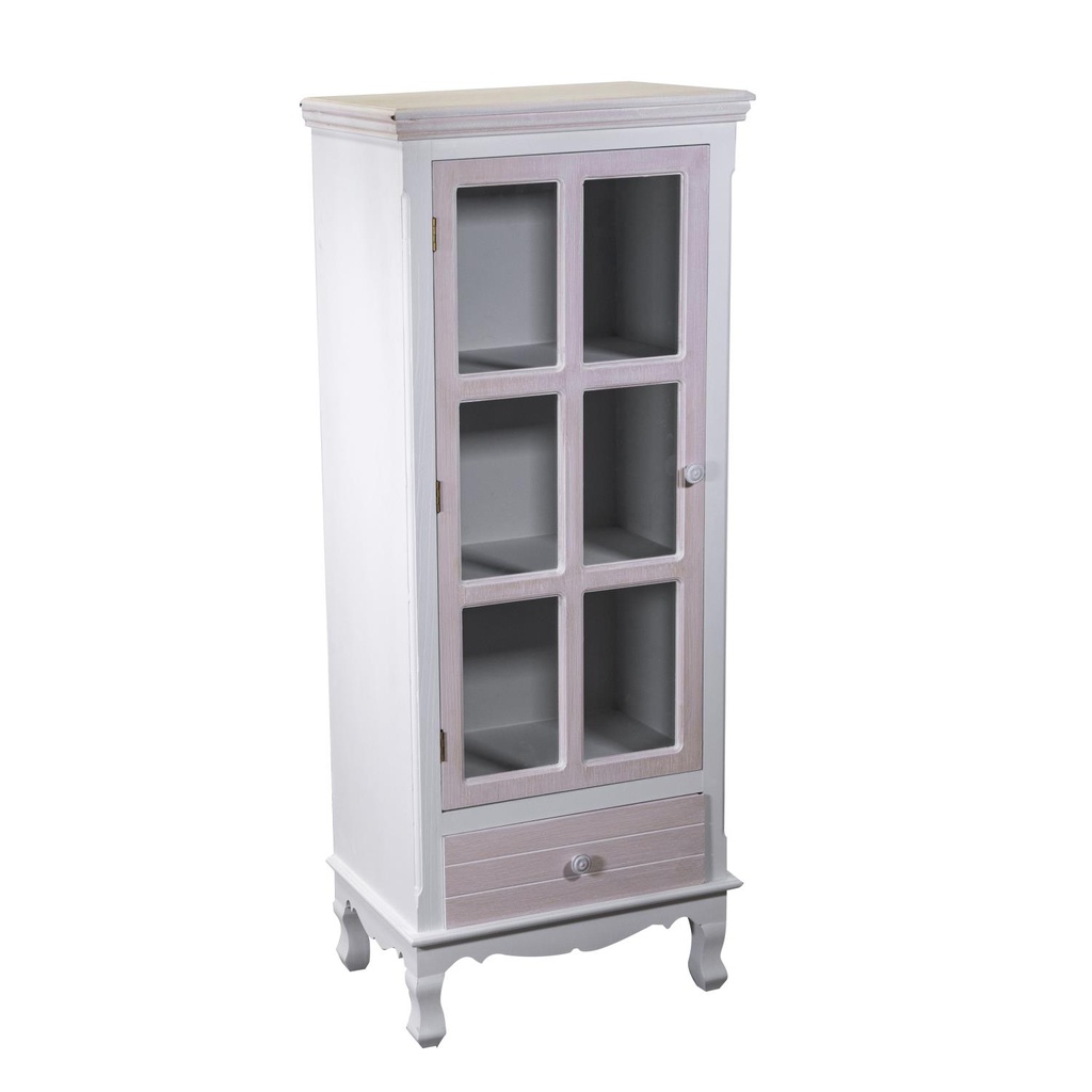 Vetrina Norimberga 1 anta in vetro 1 cassetto cm48x32xh120