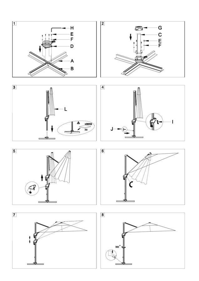 Ombrellone alluminio color sabbia e palo laterale 4x4 m