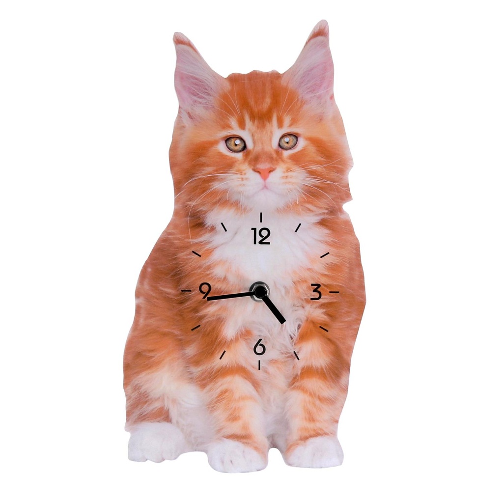 Orange cat wooden clock cm30x16x3