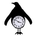 Penguin wooden clock with black pendulum cm38x37x6