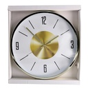 Orologio plastica bianco e oro tondo cmø30,5