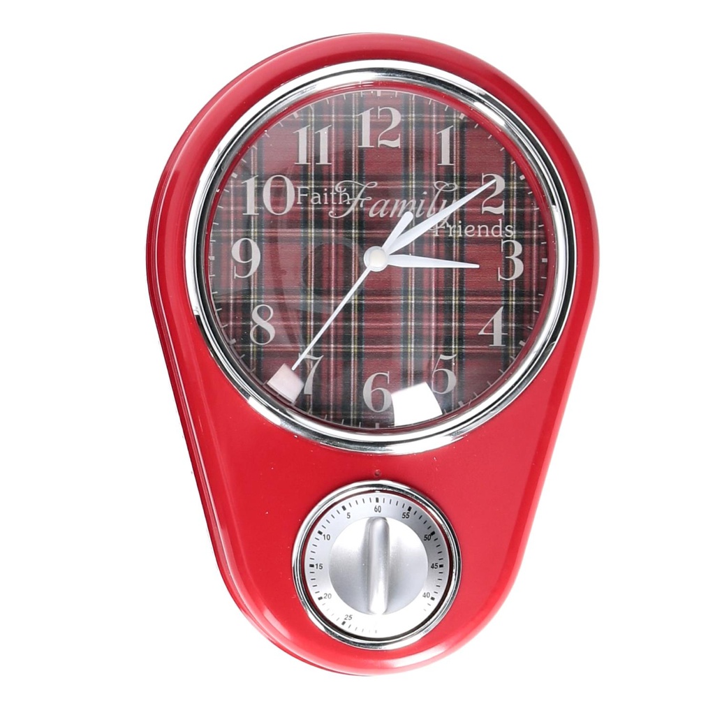 Plastic clock with red timer cm23x16x5