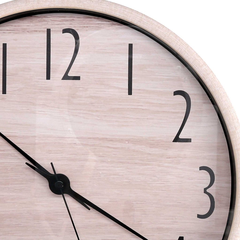 Orologio plastica effetto legno naturale tondo cm ø32h4,8