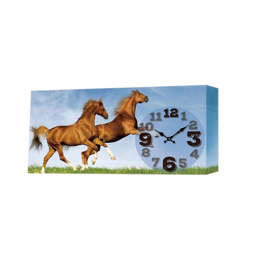 Clock print cm30x60h3,5 horses