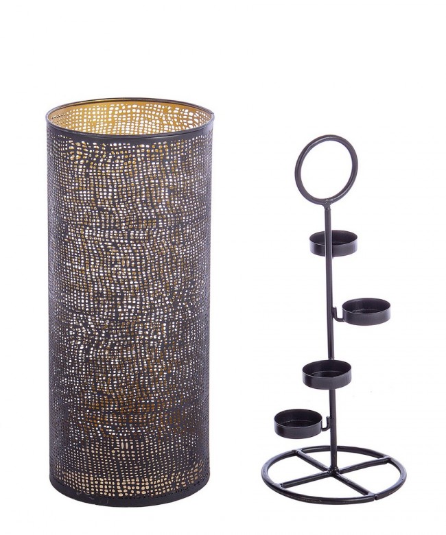 P.Tealight 4P Icelyn Nero-Oro