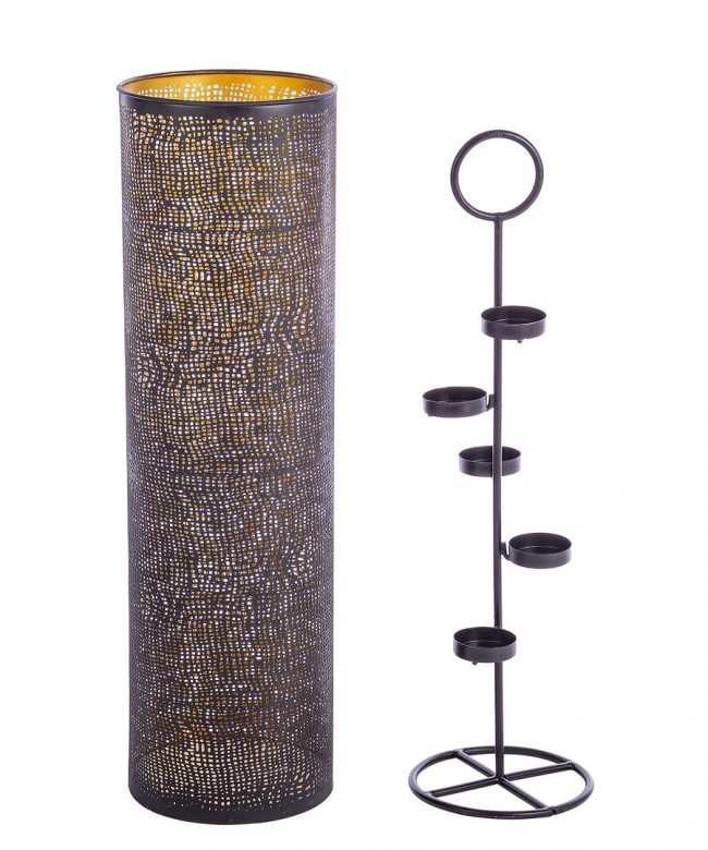 P.Tealight 5P Icelyn Nero-Oro