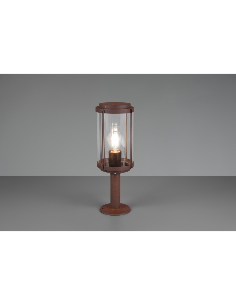Paletto Tanaro IP44 Ruggine Con Vetro Lanterna H40 cm Trio Lighting