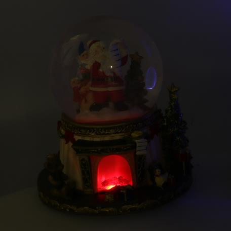 Palla di vetro led resina babbo natale con musica cmø16,5h20