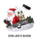 Santa Claus sleigh resin led glass ball with music cm19,5x12,5h18