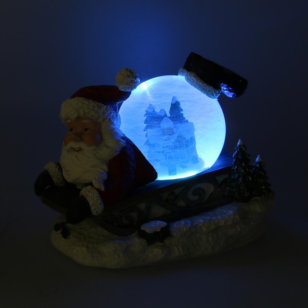Santa Claus sleigh resin led glass ball with music cm19,5x12,5h18