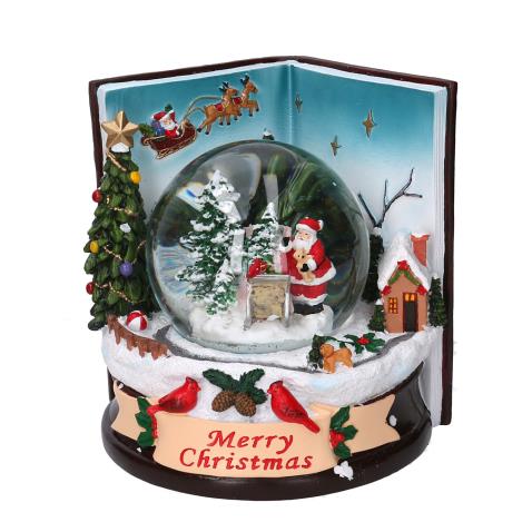 Led resin glass ball book with music cm14x14h16,5