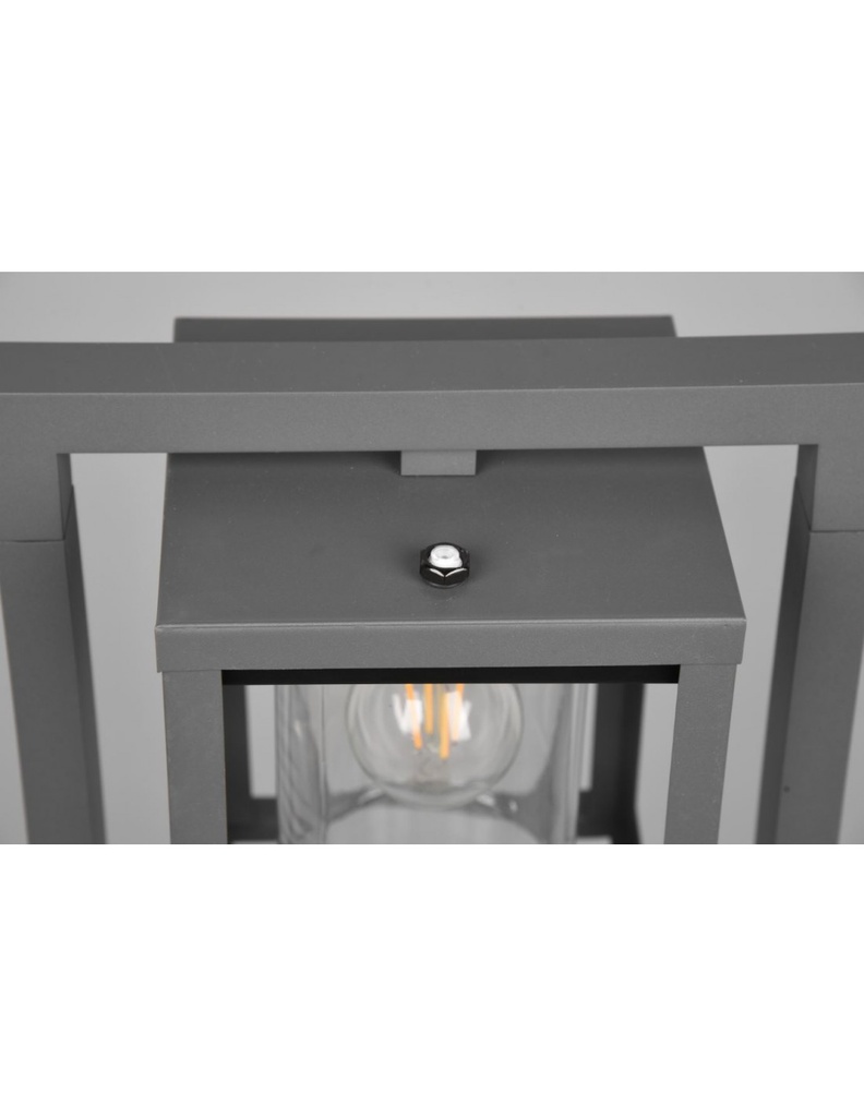 Palo Alto Lanterna Cilindro Vetro Lunga Antracite IP44 Sensore Crepuscolare Trio Lighting
