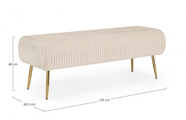Panca 2 posti Selena Crema in velluto