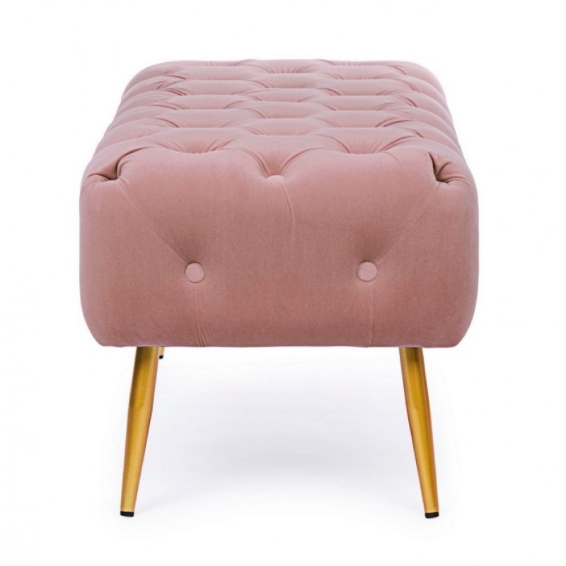 Panca arredo pouf rosa con gambe cm 103 x46x40h