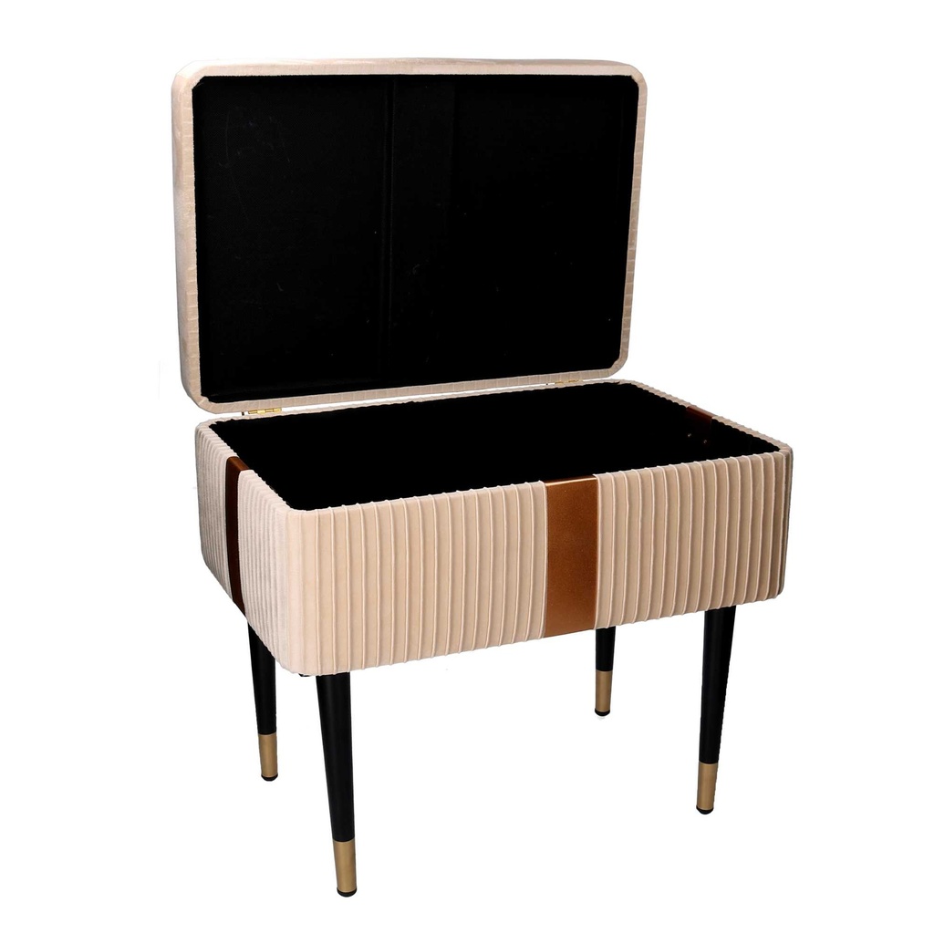 Panca contenitore velluto crema cm 50x35h47