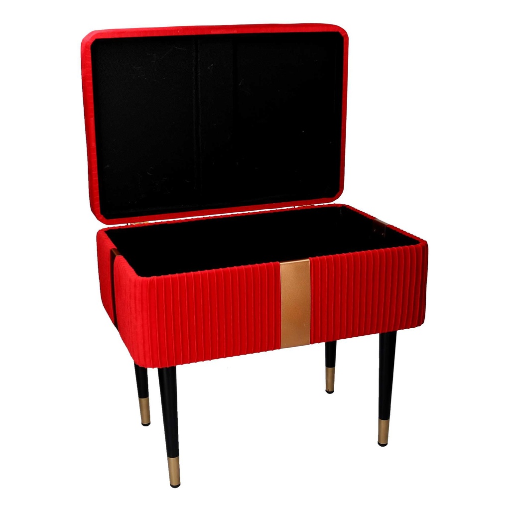 Panca contenitore velluto rosso cm 50x35h47