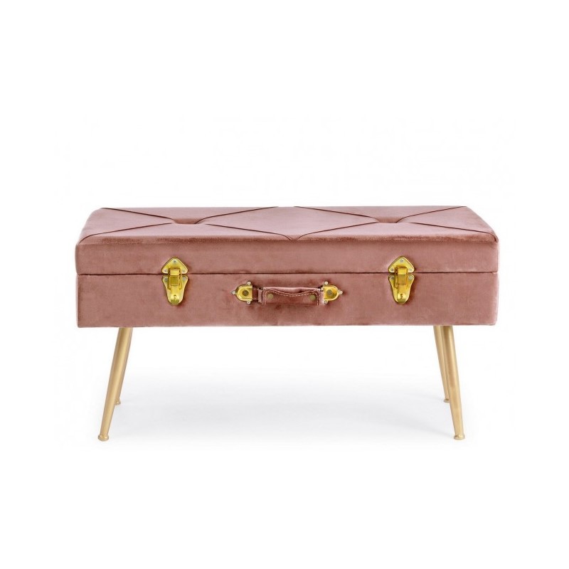 Panca in velluto con contenitore Rosa Antico POLINA 80x34x h42 cm