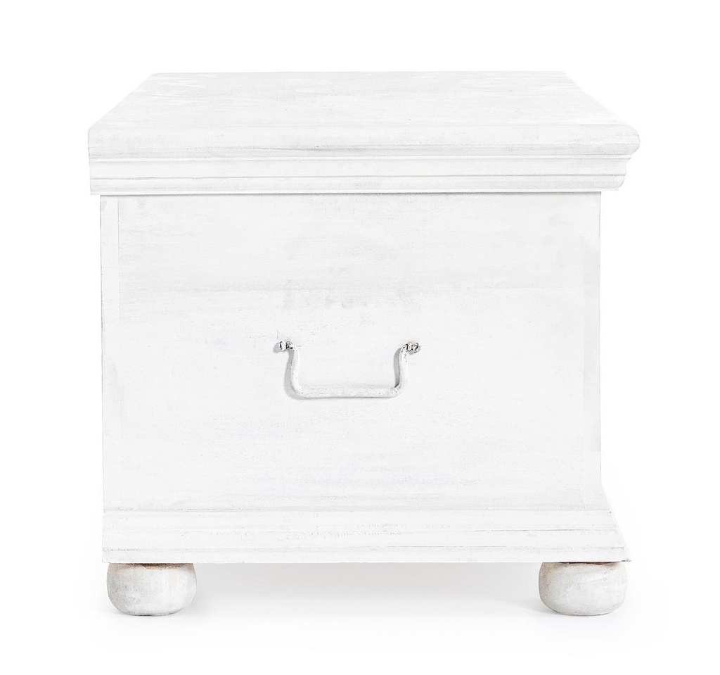 Panca portatutto shabby intarsiata bianca cm 100 x 50 x 45h