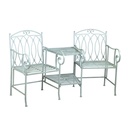 Panchina due posti con tavolo ferro Ragusa e portaombrellone verde