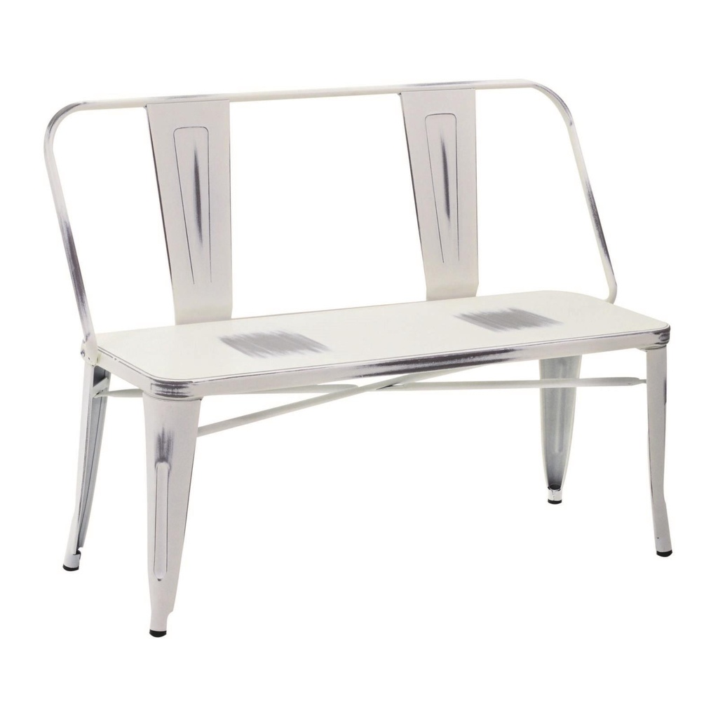 Panchina ferro con schienale bianco antico cm 111 x 51 x h 82,5