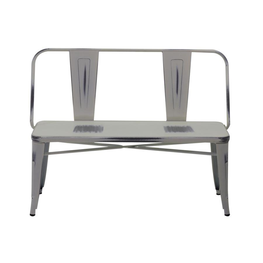 Panchina ferro con schienale bianco antico cm 111 x 51 x h 82,5