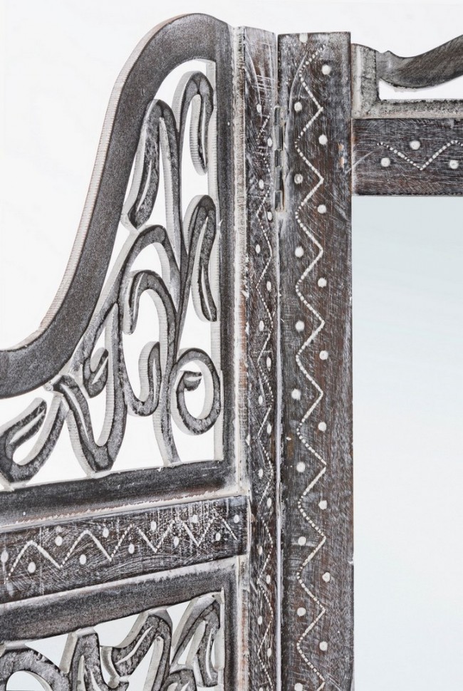 Paravento 3 Ante Ajala Grigio Antico con Specchio  Cod.0721449