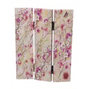 Paravento stampa 3 ante naturale con rami fiori cm120,6x2,5h180