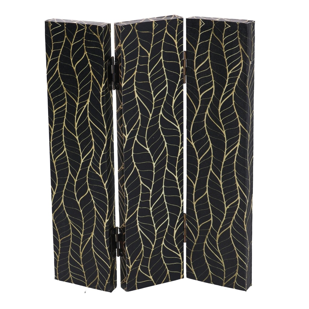 Paravento stampa 3 ante nero decori orocm120,6x2,5h180